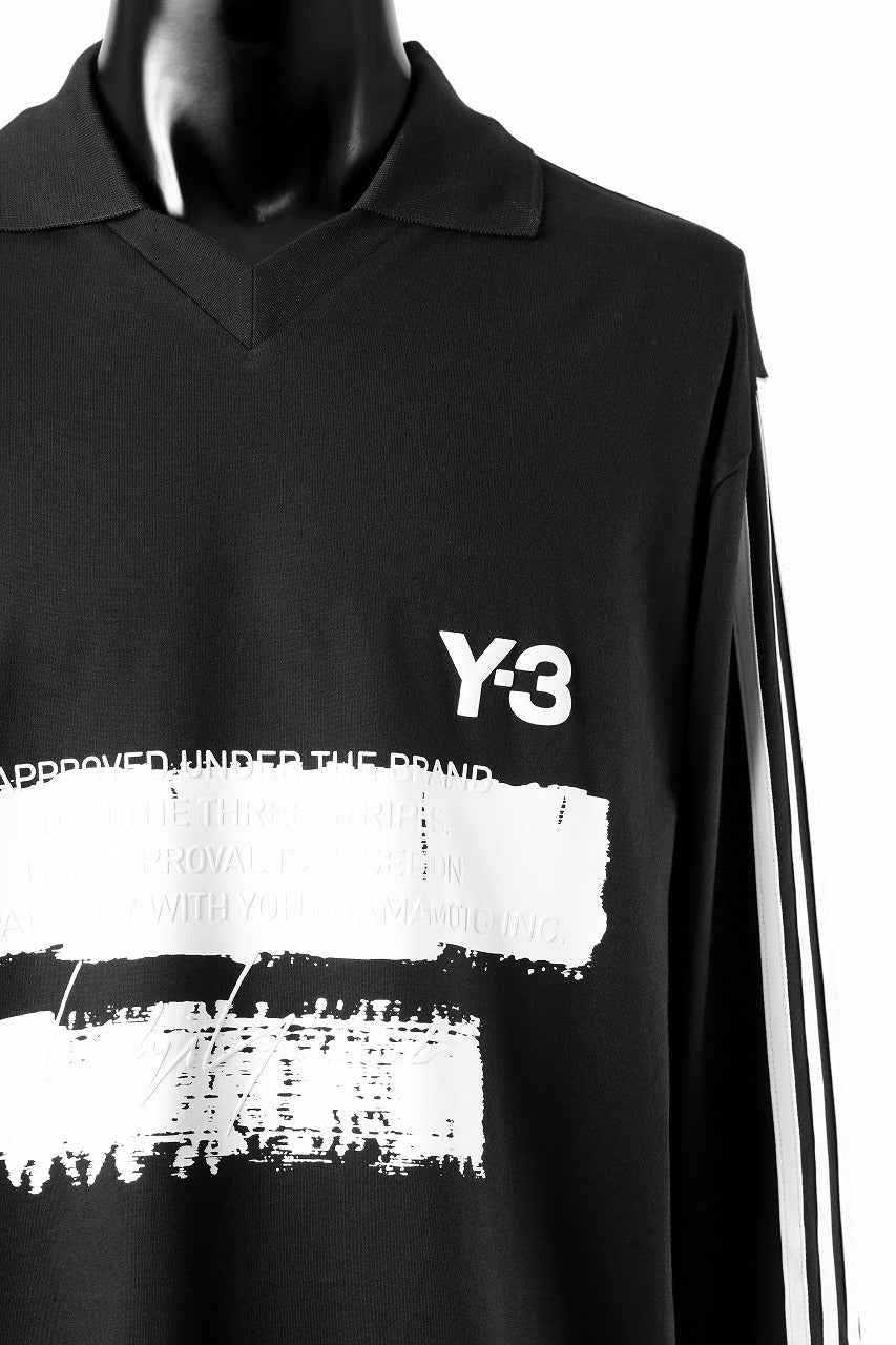 Y-3 Yohji Yamamoto GRAPHIC LOGO COLLARED LS TEE (BLACK)