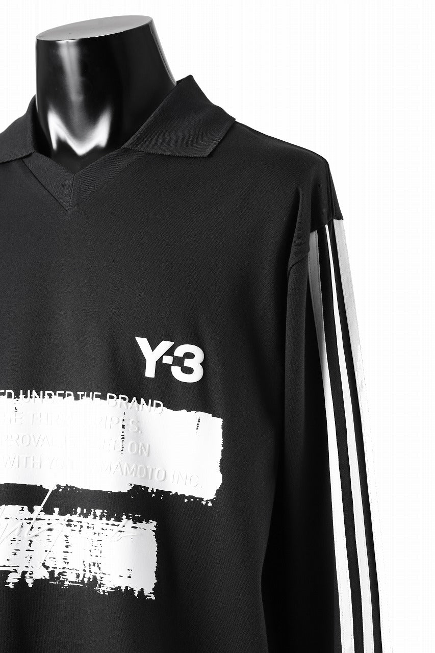 画像をギャラリービューアに読み込む, Y-3 Yohji Yamamoto GRAPHIC LOGO COLLARED LS TEE (BLACK)