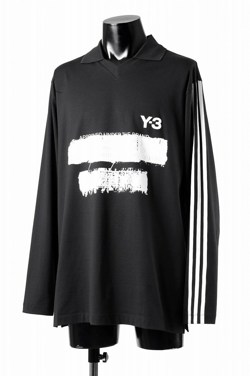 画像をギャラリービューアに読み込む, Y-3 Yohji Yamamoto GRAPHIC LOGO COLLARED LS TEE (BLACK)