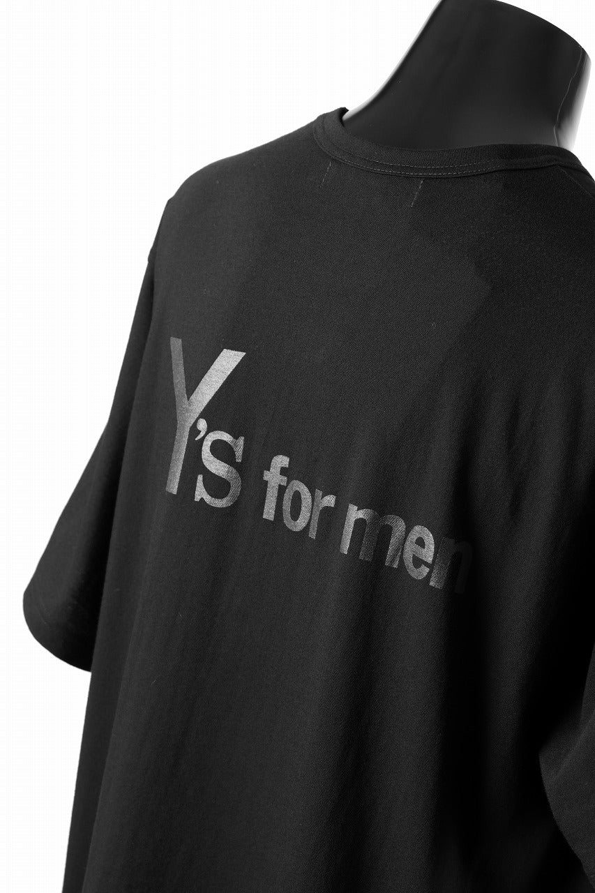 Y's for men LOGO BACK PRINT SHORT SLEEVE T-SHIRTS / 30/1 COMA COTTON (BLACK)