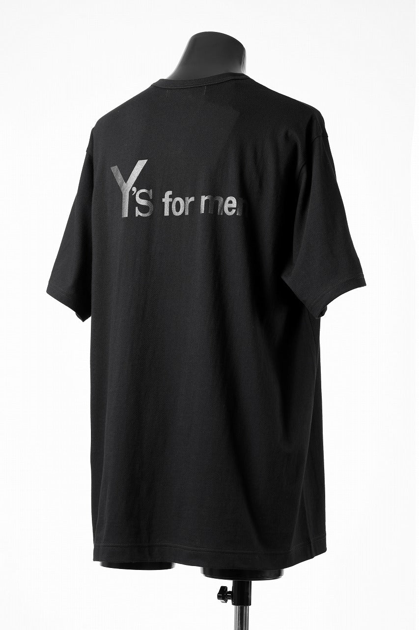 Y's for men LOGO BACK PRINT SHORT SLEEVE T-SHIRTS / 30/1 COMA COTTON (BLACK)