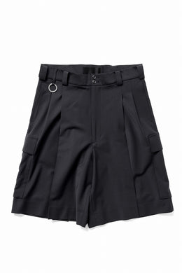 TARO HORIUCHI / th products Wide Cargo Shorts / 2 way stretch w/p tropical (black)