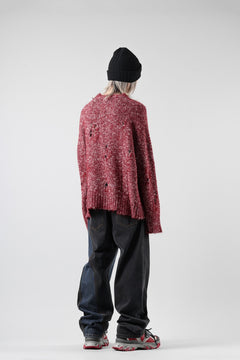 Load image into Gallery viewer, A.F ARTEFACT DAMAGED KNIT TOPS / MELANGE WOOL (RED MIX)