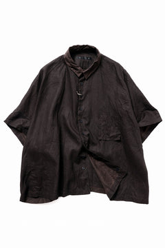 画像をギャラリービューアに読み込む, KLASICA &quot;SH-047&quot; EXTRA DROPPED 1/2 SLEEVE SHIRTS / BENGARA &amp; SUMI COATED LINEN (BENGARA)