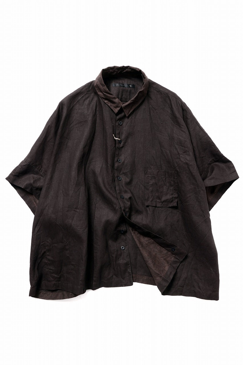 画像をギャラリービューアに読み込む, KLASICA &quot;SH-047&quot; EXTRA DROPPED 1/2 SLEEVE SHIRTS / BENGARA &amp; SUMI COATED LINEN (BENGARA)