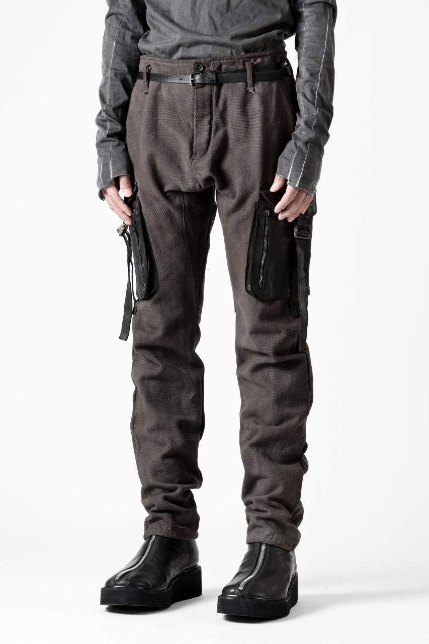 incarnation SLIM ARMY PANTS MP-3 / DYEING CANVAS+HORSE LEATHER (BROWN GRAY)