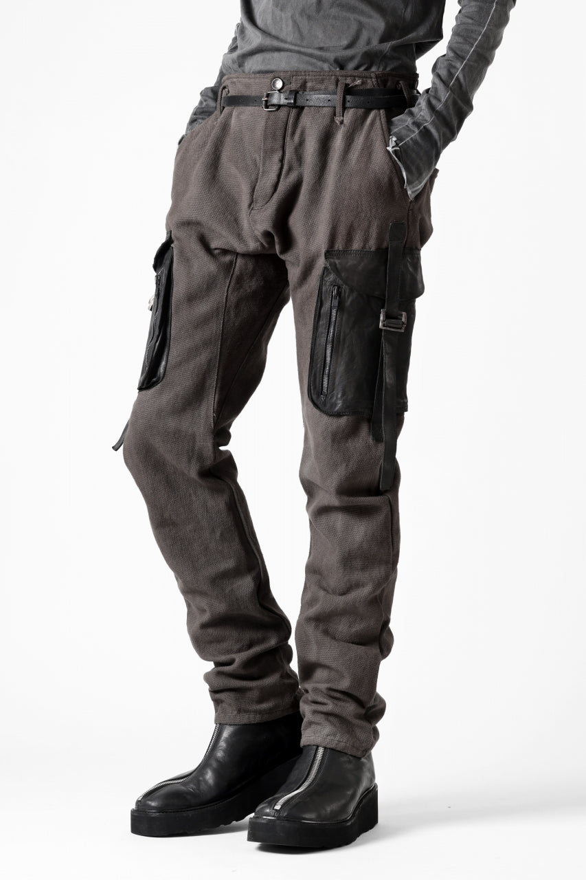 incarnation SLIM ARMY PANTS MP-3 / DYEING CANVAS+HORSE LEATHER (BROWN GRAY)