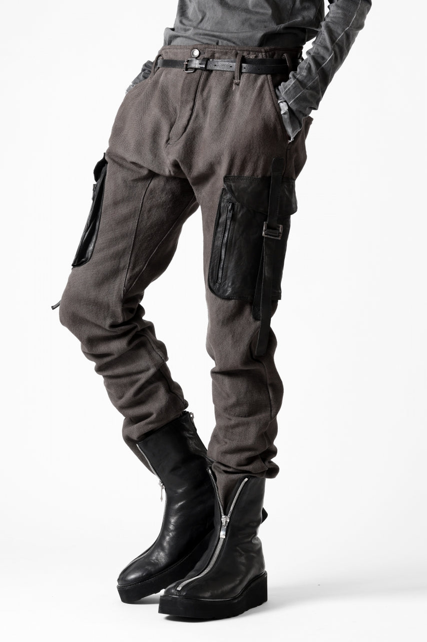 incarnation SLIM ARMY PANTS MP-3 / DYEING CANVAS+HORSE LEATHER (BROWN GRAY)