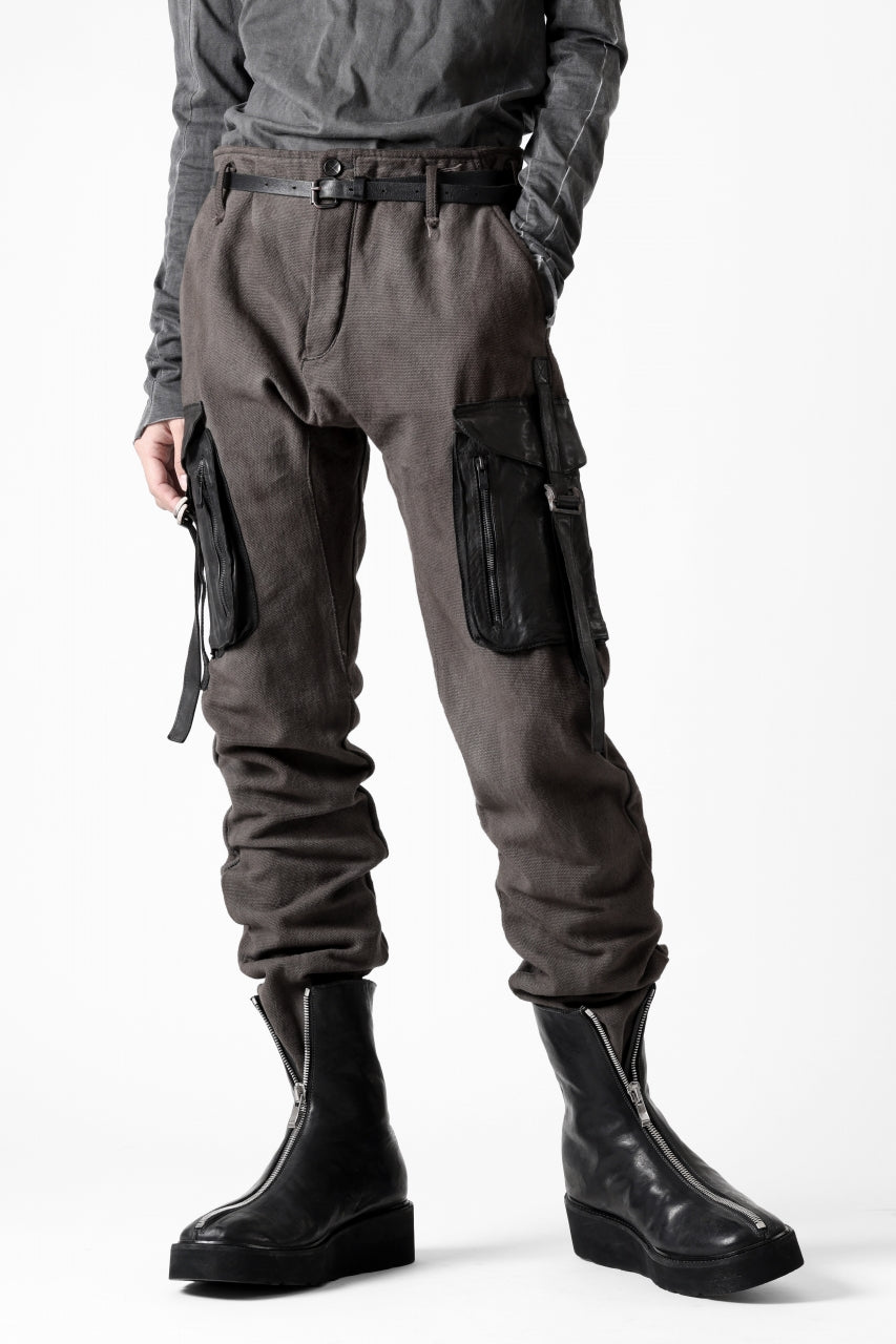 incarnation SLIM ARMY PANTS MP-3 / DYEING CANVAS+HORSE LEATHER (BROWN GRAY)