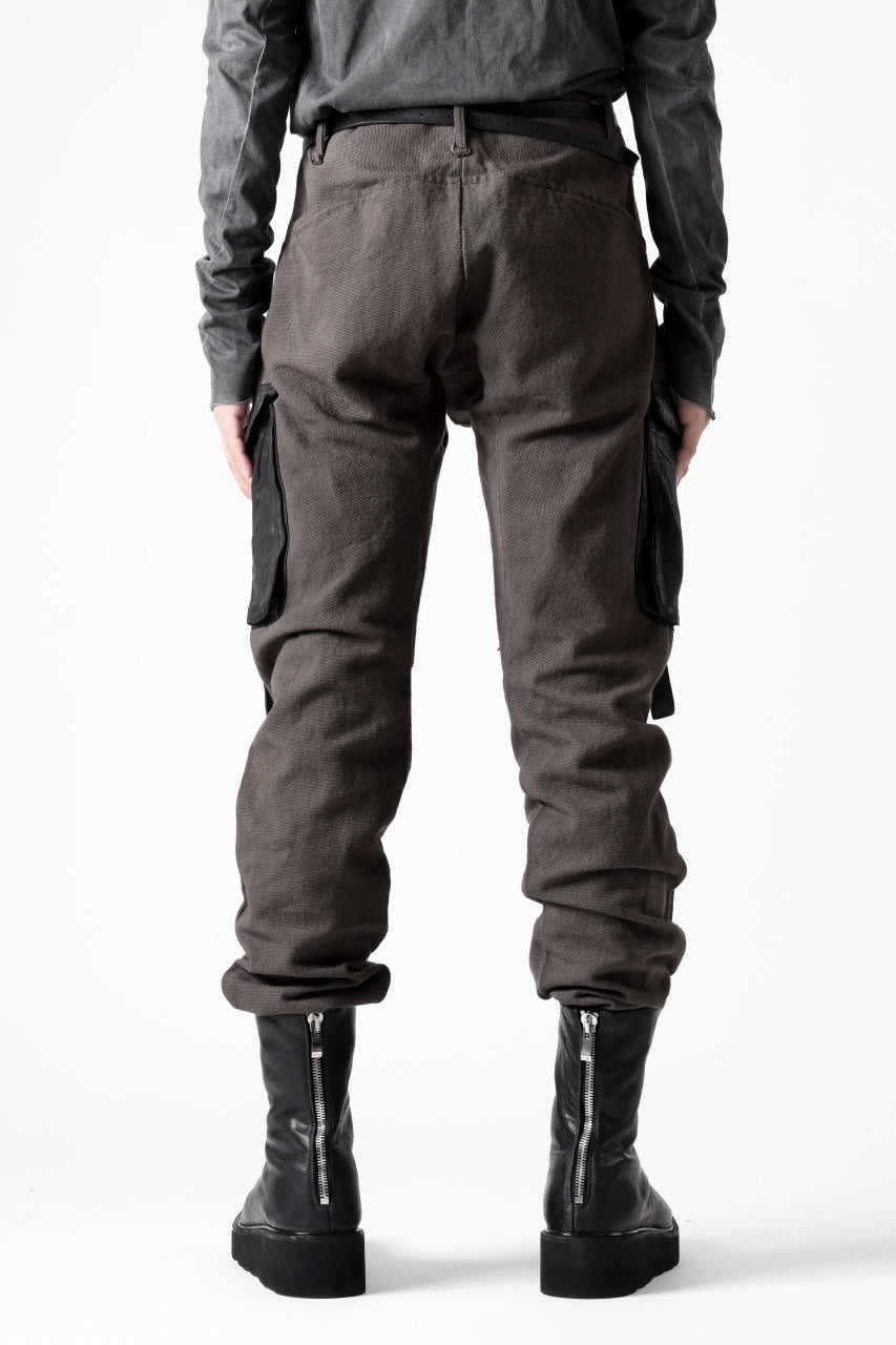 incarnation SLIM ARMY PANTS MP-3 / DYEING CANVAS+HORSE LEATHER (BROWN GRAY)