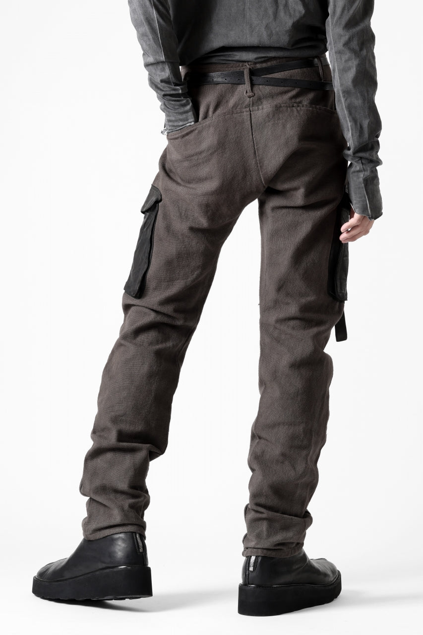 incarnation SLIM ARMY PANTS MP-3 / DYEING CANVAS+HORSE LEATHER (BROWN GRAY)