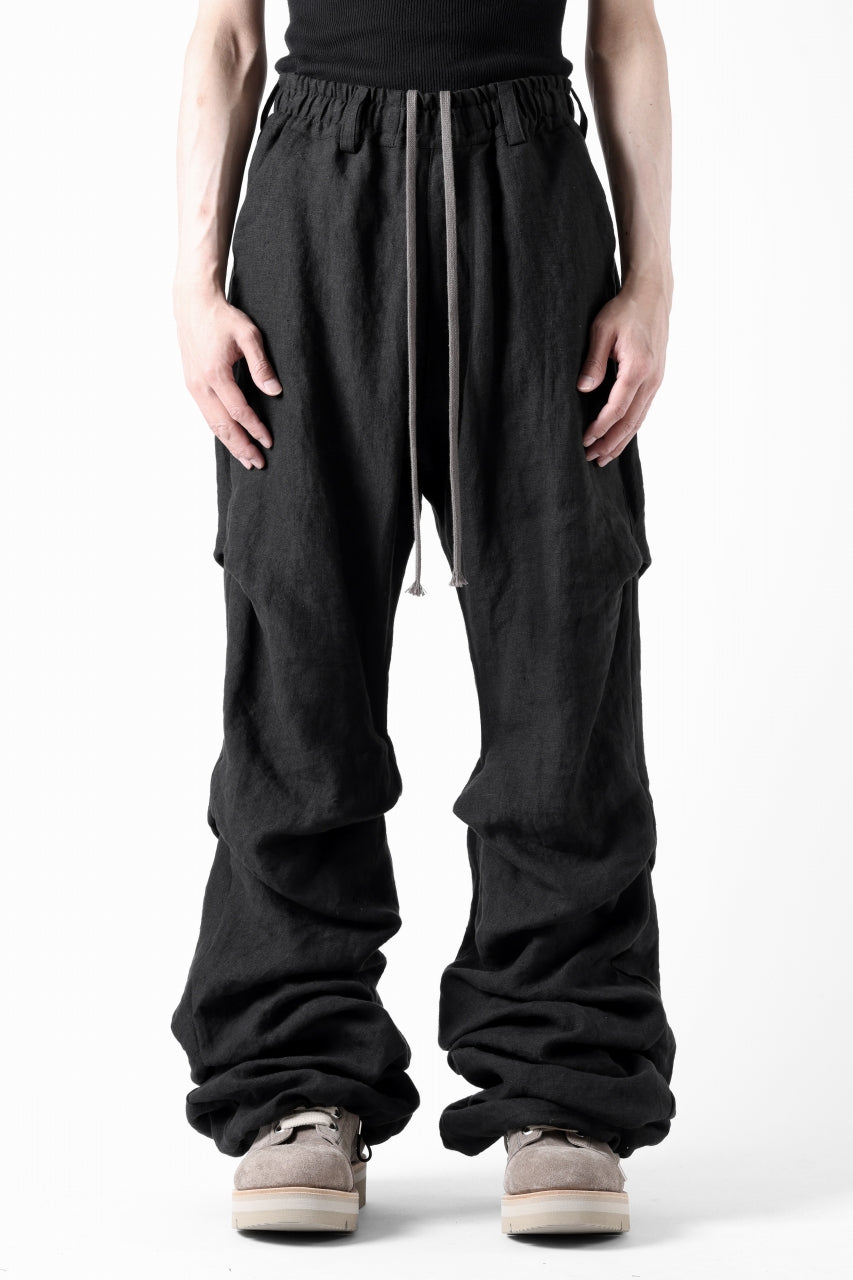 A.F ARTEFACT TUCK VOLUME BAGGY PANTS / ORGANIC LINEN (BLACK)