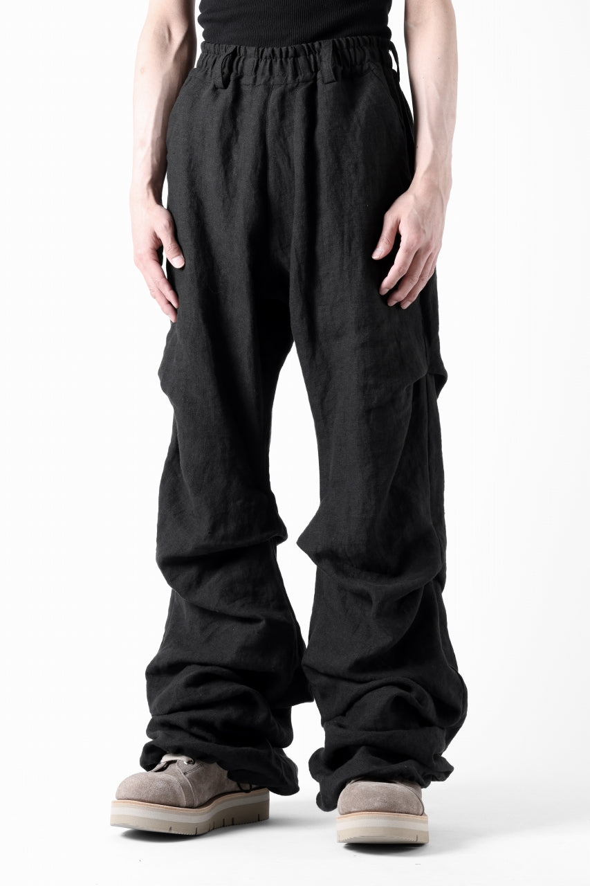 A.F ARTEFACT TUCK VOLUME BAGGY PANTS / ORGANIC LINEN (BLACK)