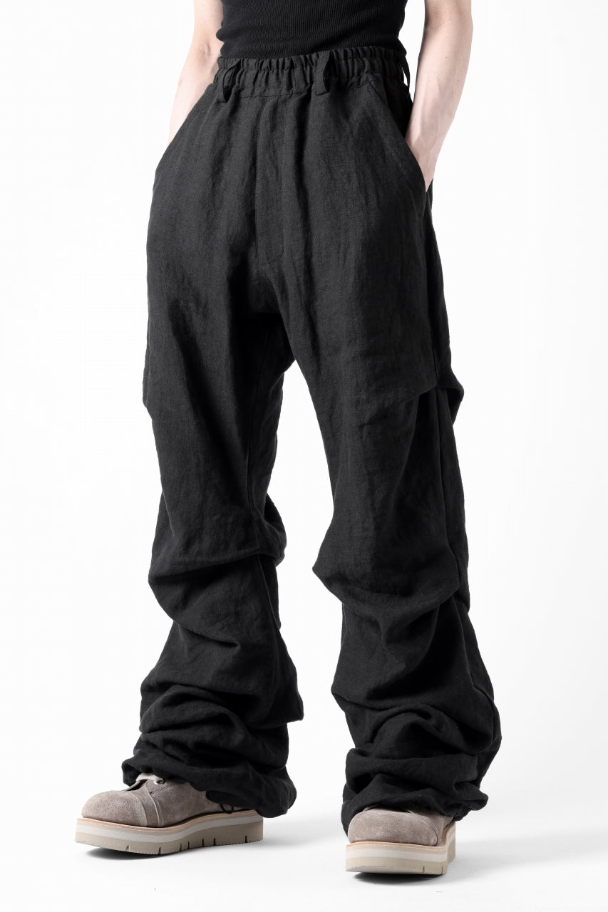 画像をギャラリービューアに読み込む, A.F ARTEFACT TUCK VOLUME BAGGY PANTS / ORGANIC LINEN (BLACK)