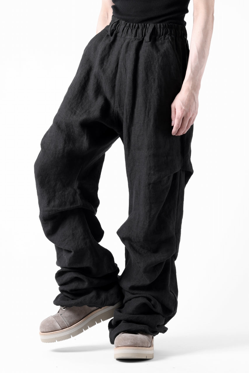 画像をギャラリービューアに読み込む, A.F ARTEFACT TUCK VOLUME BAGGY PANTS / ORGANIC LINEN (BLACK)