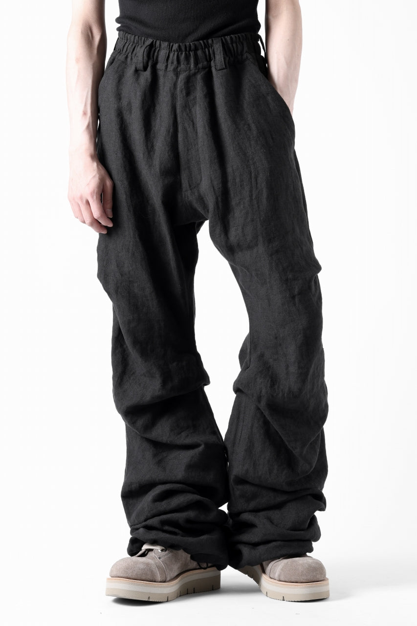 A.F ARTEFACT TUCK VOLUME BAGGY PANTS / ORGANIC LINEN (BLACK)