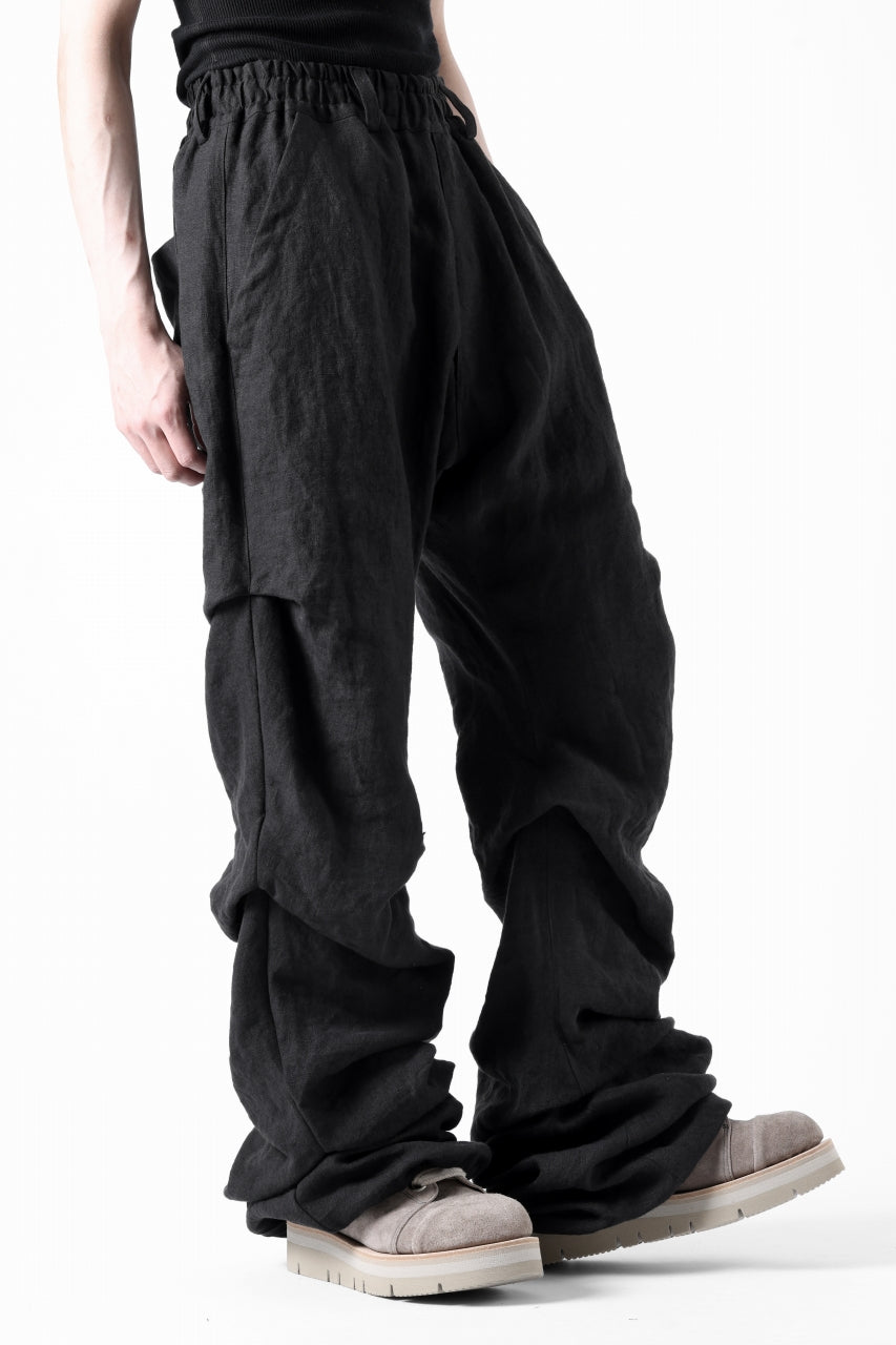 A.F ARTEFACT TUCK VOLUME BAGGY PANTS / ORGANIC LINEN (BLACK)