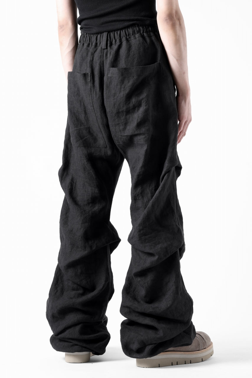 A.F ARTEFACT TUCK VOLUME BAGGY PANTS / ORGANIC LINEN (BLACK)