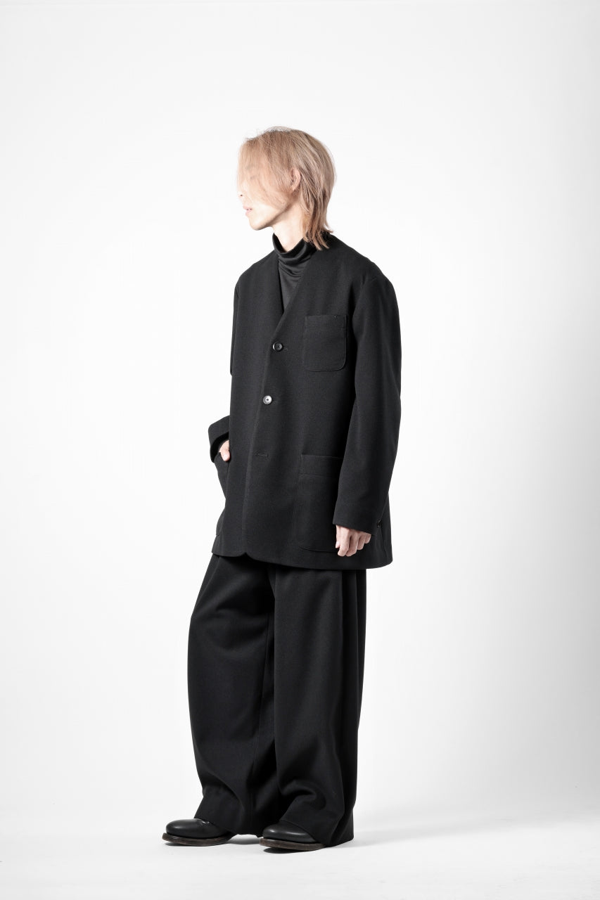 画像をギャラリービューアに読み込む, th products Collarless Jacket / active setter tweed knit (black)