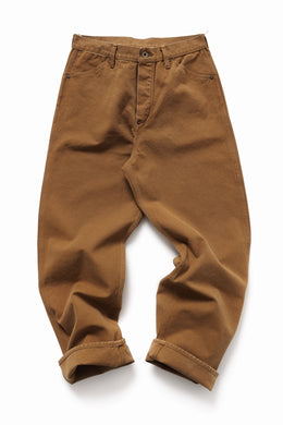 FULLCOUNT HEAVY CANVAS CINCH BACK WORK TROUSERS (BROWN)