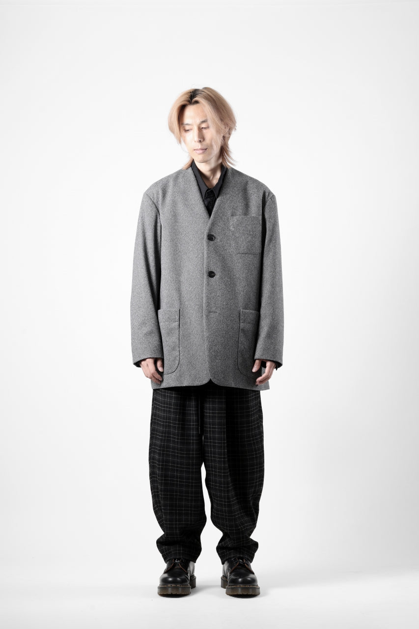 画像をギャラリービューアに読み込む, th products Collarless Jacket / active setter tweed knit (gray)