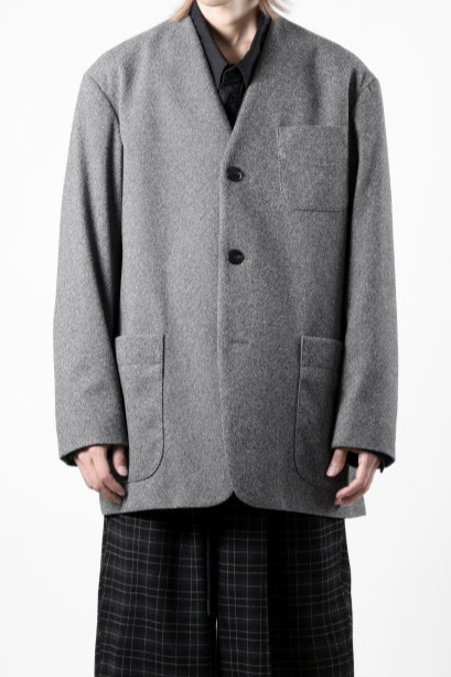 画像をギャラリービューアに読み込む, th products Collarless Jacket / active setter tweed knit (gray)