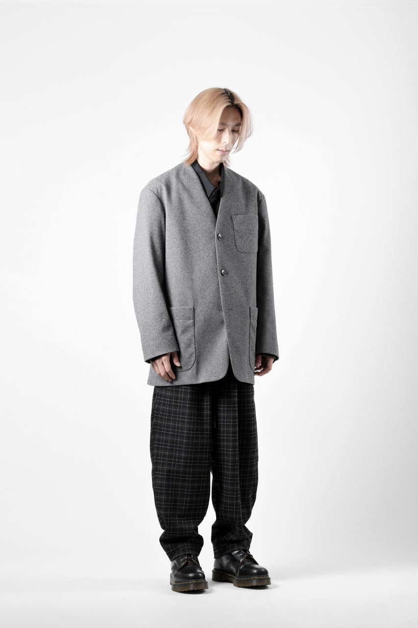 画像をギャラリービューアに読み込む, th products Collarless Jacket / active setter tweed knit (gray)