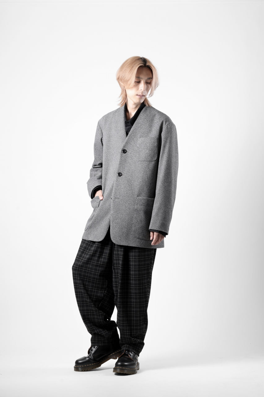 画像をギャラリービューアに読み込む, th products Collarless Jacket / active setter tweed knit (gray)