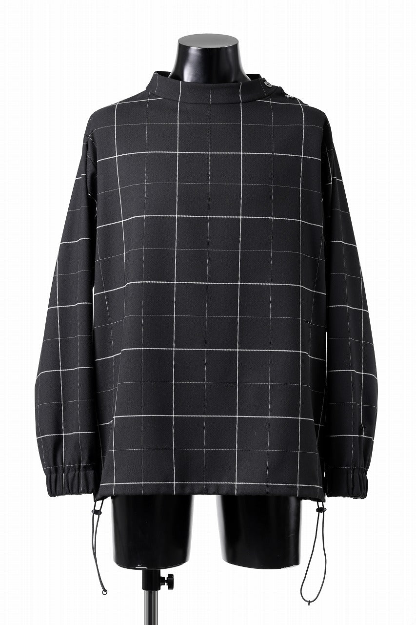 N/07 exclusive MOCK NECK PULLOVER / WINDOWPANE CHECK TR TWILL (BLACK)