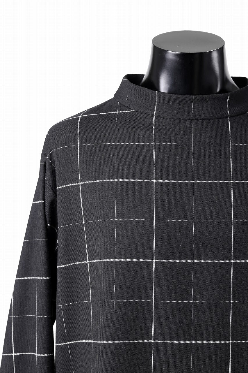 N/07 exclusive MOCK NECK PULLOVER / WINDOWPANE CHECK TR TWILL (BLACK)