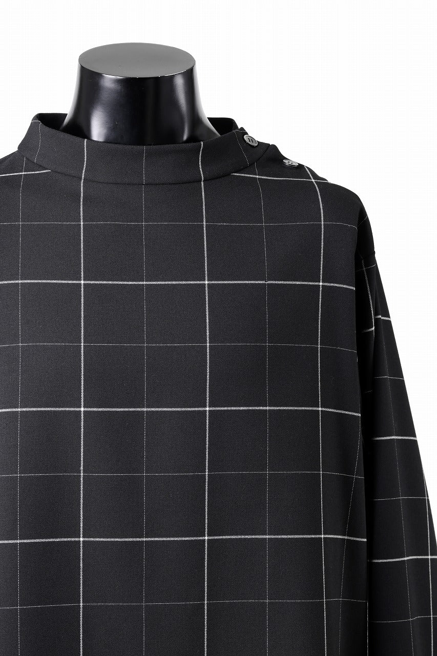 N/07 exclusive MOCK NECK PULLOVER / WINDOWPANE CHECK TR TWILL (BLACK)