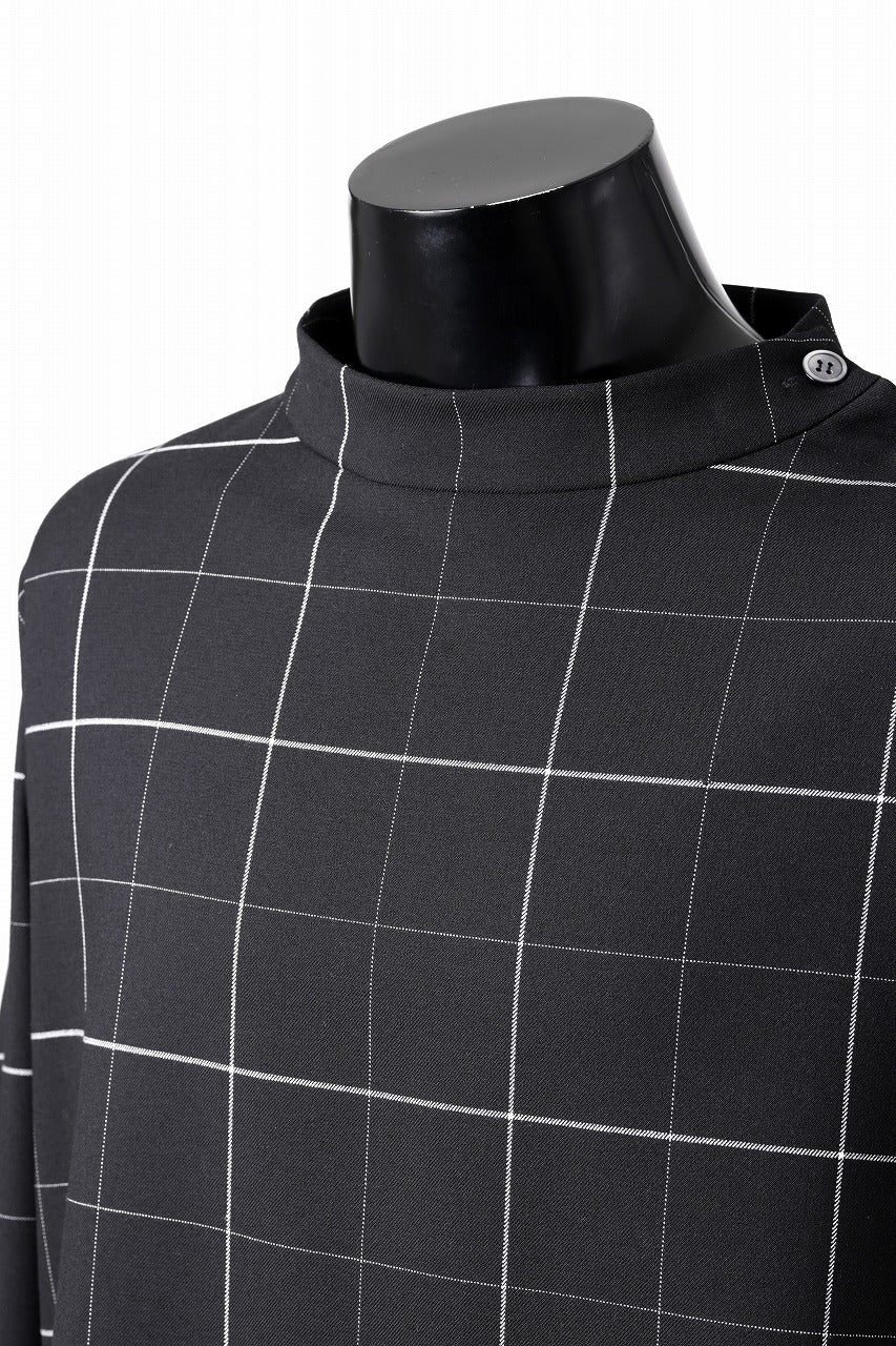 N/07 exclusive MOCK NECK PULLOVER / WINDOWPANE CHECK TR TWILL (BLACK)