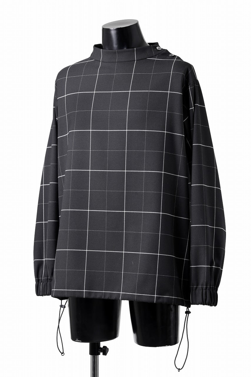 N/07 exclusive MOCK NECK PULLOVER / WINDOWPANE CHECK TR TWILL (BLACK)