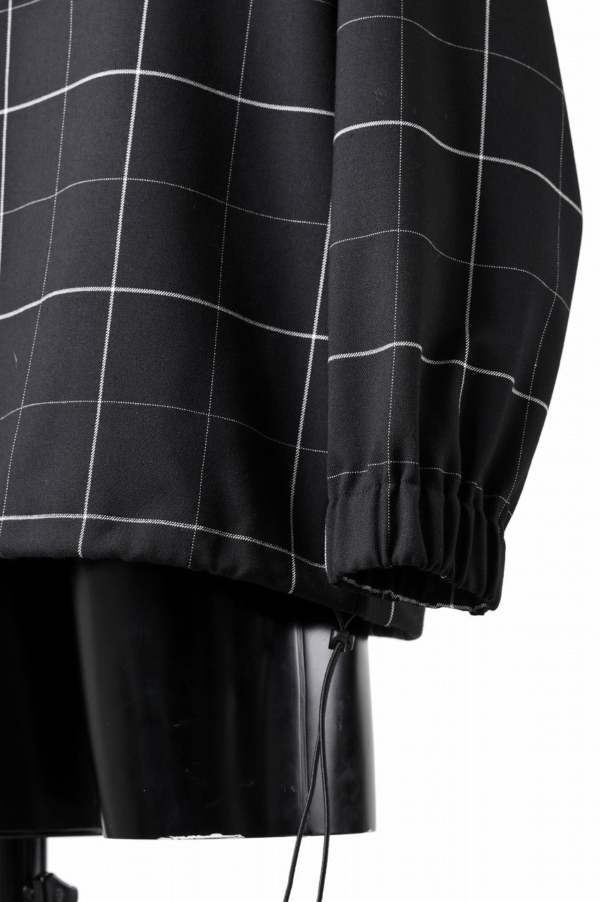 N/07 exclusive MOCK NECK PULLOVER / WINDOWPANE CHECK TR TWILL (BLACK)