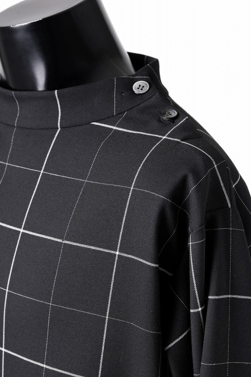 N/07 exclusive MOCK NECK PULLOVER / WINDOWPANE CHECK TR TWILL (BLACK)