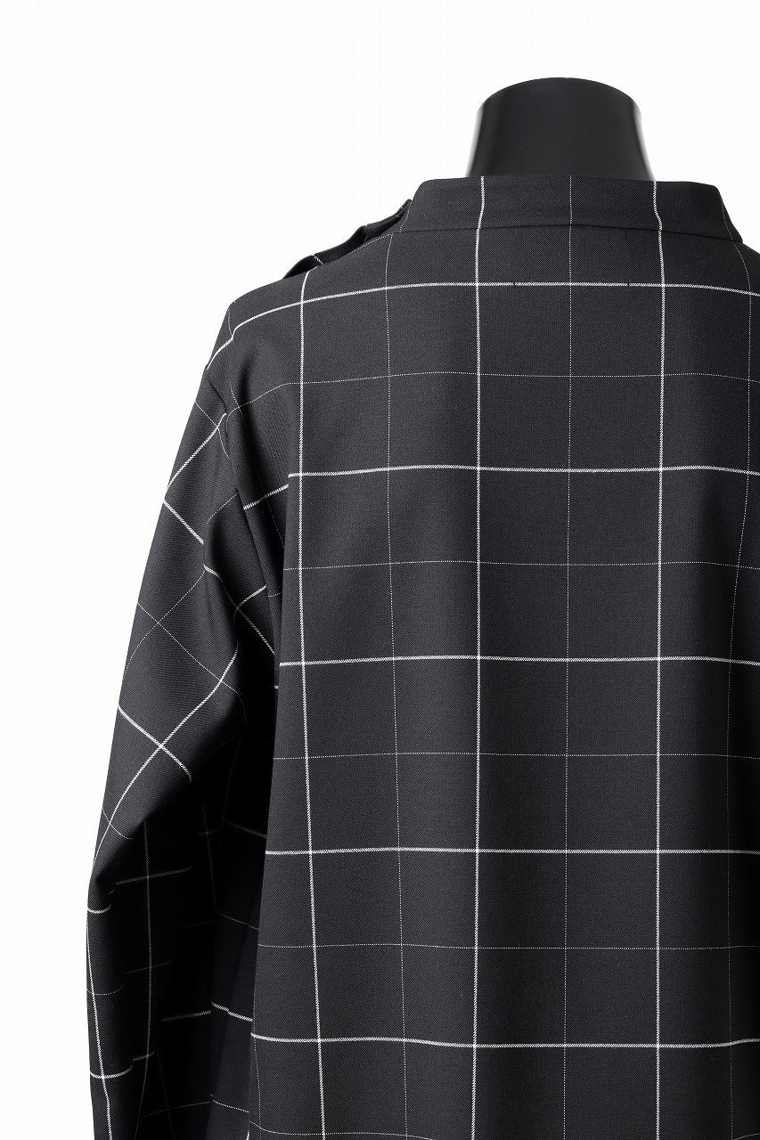 N/07 exclusive MOCK NECK PULLOVER / WINDOWPANE CHECK TR TWILL (BLACK)