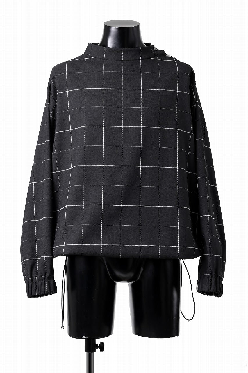 N/07 exclusive MOCK NECK PULLOVER / WINDOWPANE CHECK TR TWILL (BLACK)