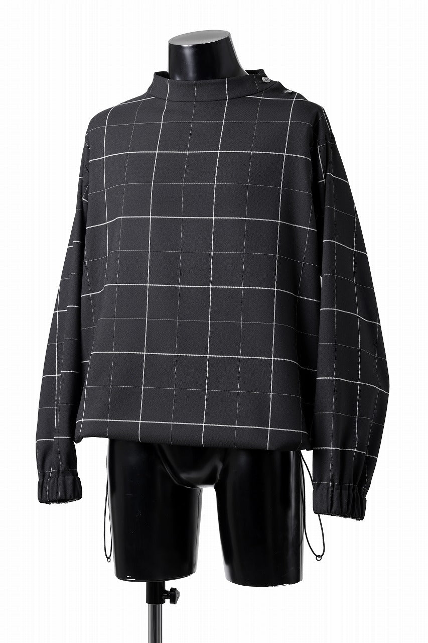 N/07 exclusive MOCK NECK PULLOVER / WINDOWPANE CHECK TR TWILL (BLACK)