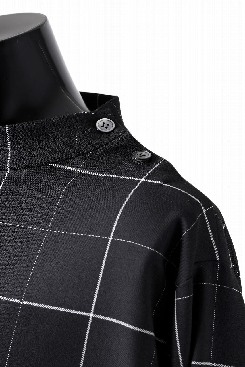 N/07 exclusive MOCK NECK PULLOVER / WINDOWPANE CHECK TR TWILL (BLACK)