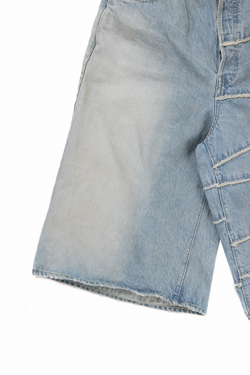 Load image into Gallery viewer, FULLCOUNT x KAMIYA Switching Denim Wide Bermuda Pants / 13.7oz Original Selvedge Denim (INDIGO BLUE)