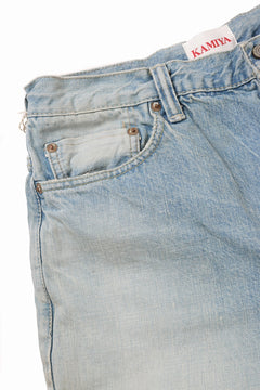 Load image into Gallery viewer, FULLCOUNT x KAMIYA Switching Denim Wide Bermuda Pants / 13.7oz Original Selvedge Denim (INDIGO BLUE)