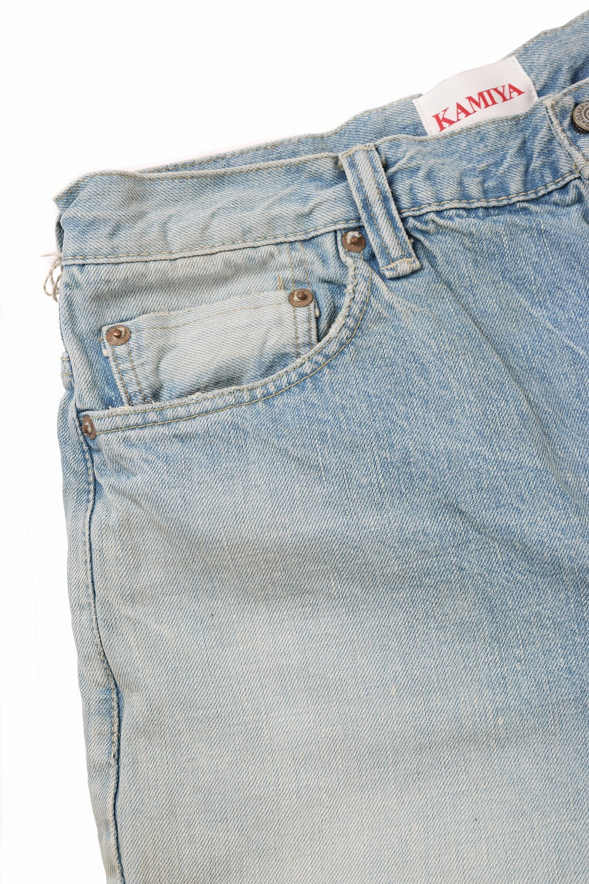 Load image into Gallery viewer, FULLCOUNT x KAMIYA Switching Denim Wide Bermuda Pants / 13.7oz Original Selvedge Denim (INDIGO BLUE)