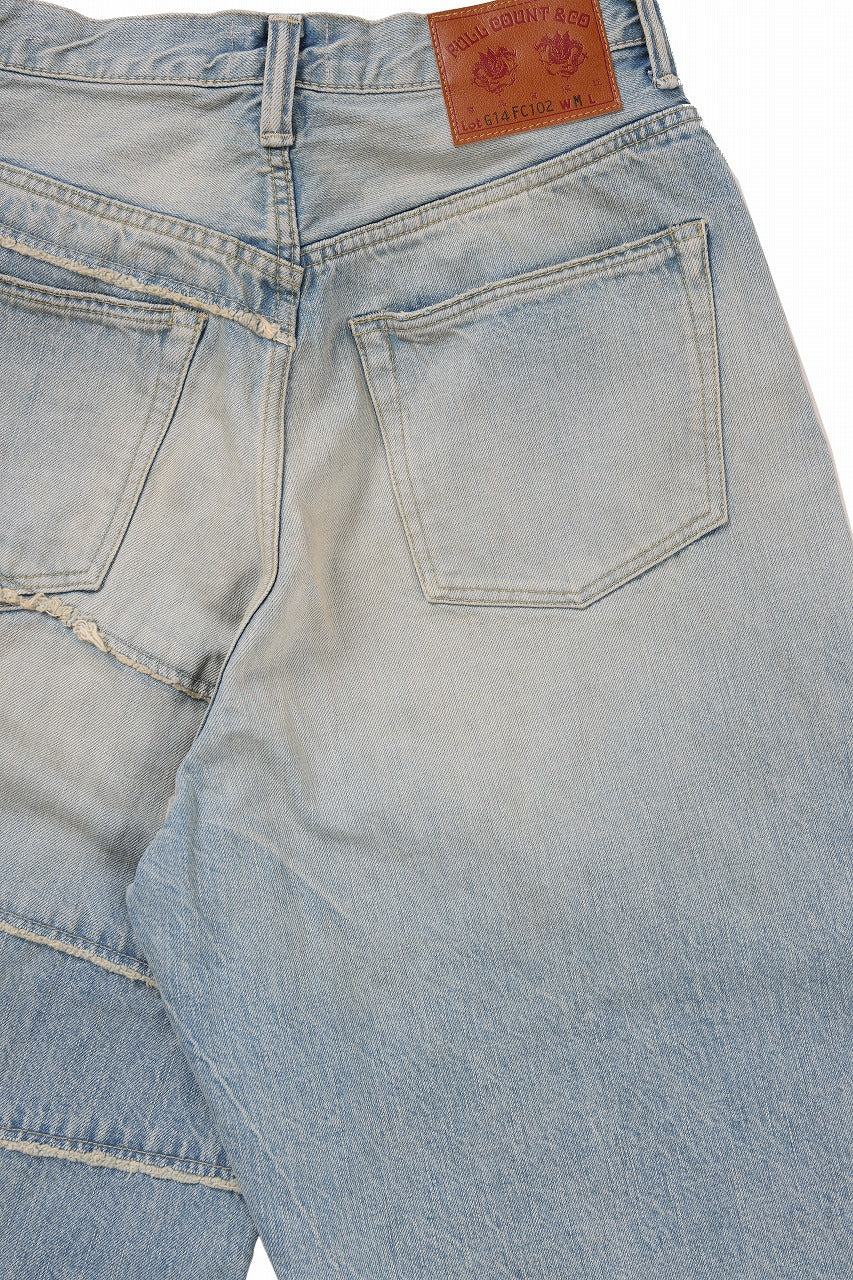 Load image into Gallery viewer, FULLCOUNT x KAMIYA Switching Denim Wide Bermuda Pants / 13.7oz Original Selvedge Denim (INDIGO BLUE)