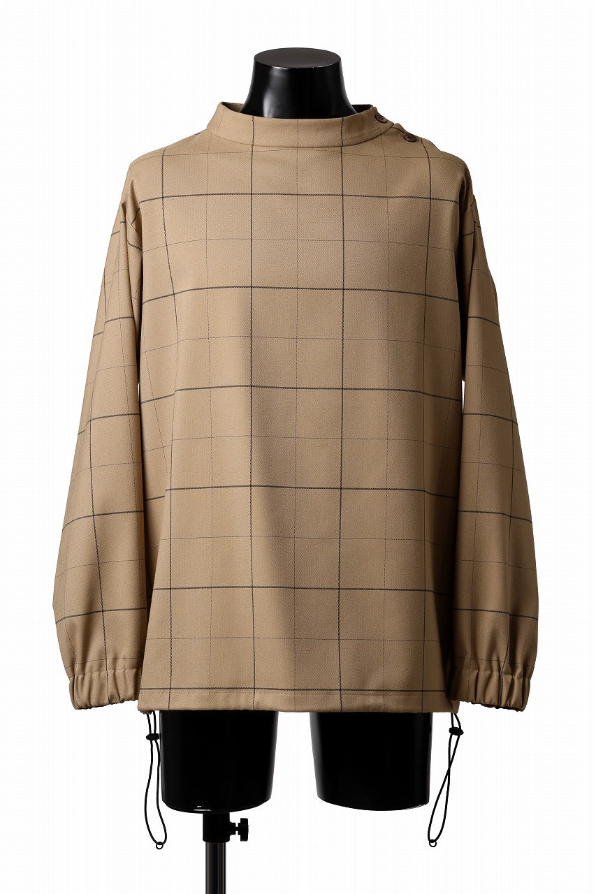 N/07 exclusive MOCK NECK PULLOVER / WINDOWPANE CHECK TR TWILL (BEIGE)