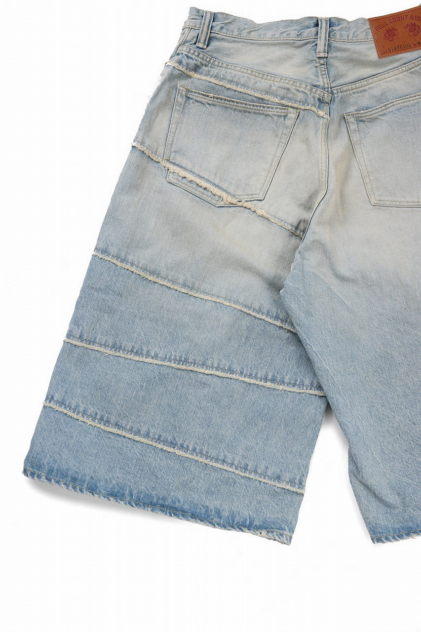 Load image into Gallery viewer, FULLCOUNT x KAMIYA Switching Denim Wide Bermuda Pants / 13.7oz Original Selvedge Denim (INDIGO BLUE)