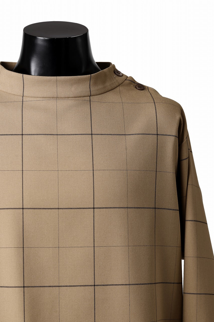 N/07 exclusive MOCK NECK PULLOVER / WINDOWPANE CHECK TR TWILL (BEIGE)