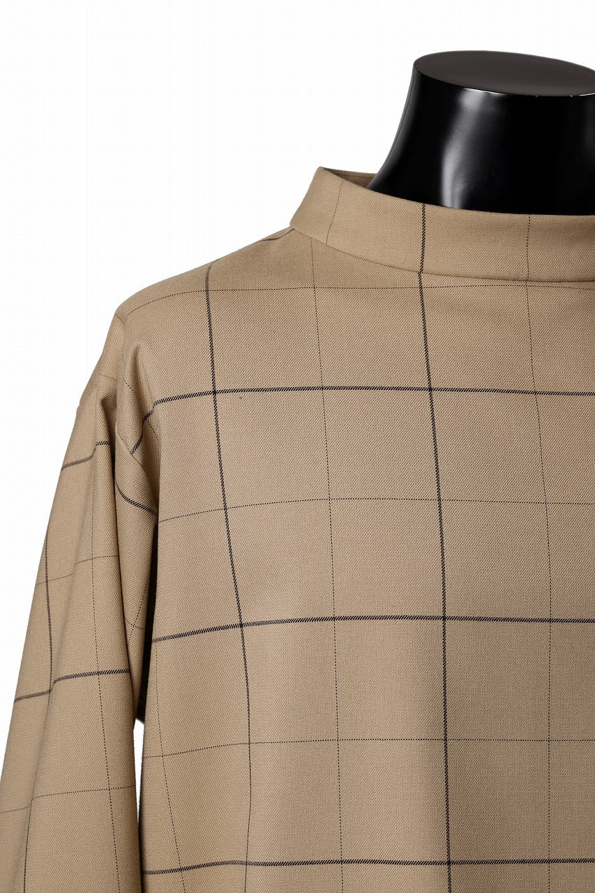 N/07 exclusive MOCK NECK PULLOVER / WINDOWPANE CHECK TR TWILL (BEIGE)