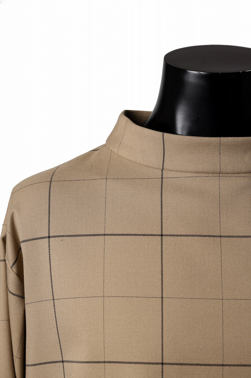 N/07 exclusive MOCK NECK PULLOVER / WINDOWPANE CHECK TR TWILL (BEIGE)