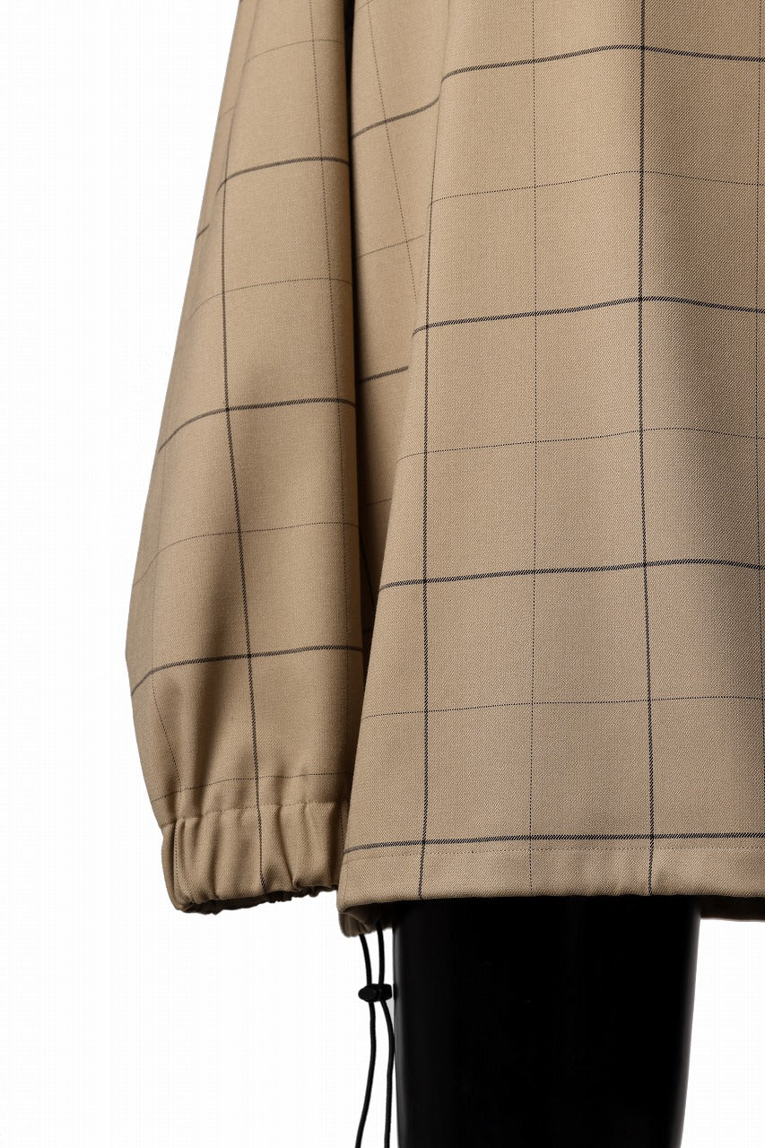 N/07 exclusive MOCK NECK PULLOVER / WINDOWPANE CHECK TR TWILL (BEIGE)