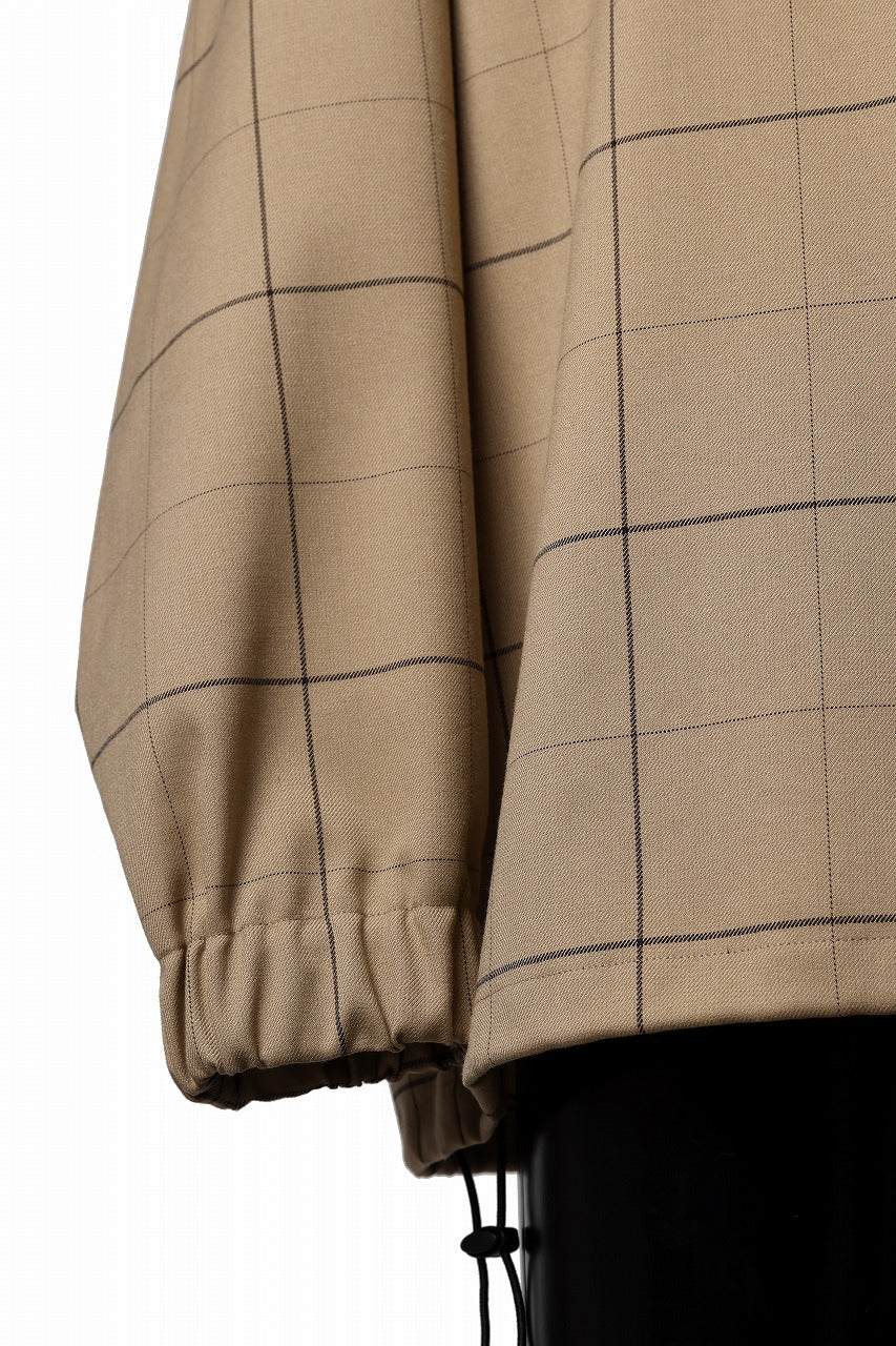 N/07 exclusive MOCK NECK PULLOVER / WINDOWPANE CHECK TR TWILL (BEIGE)